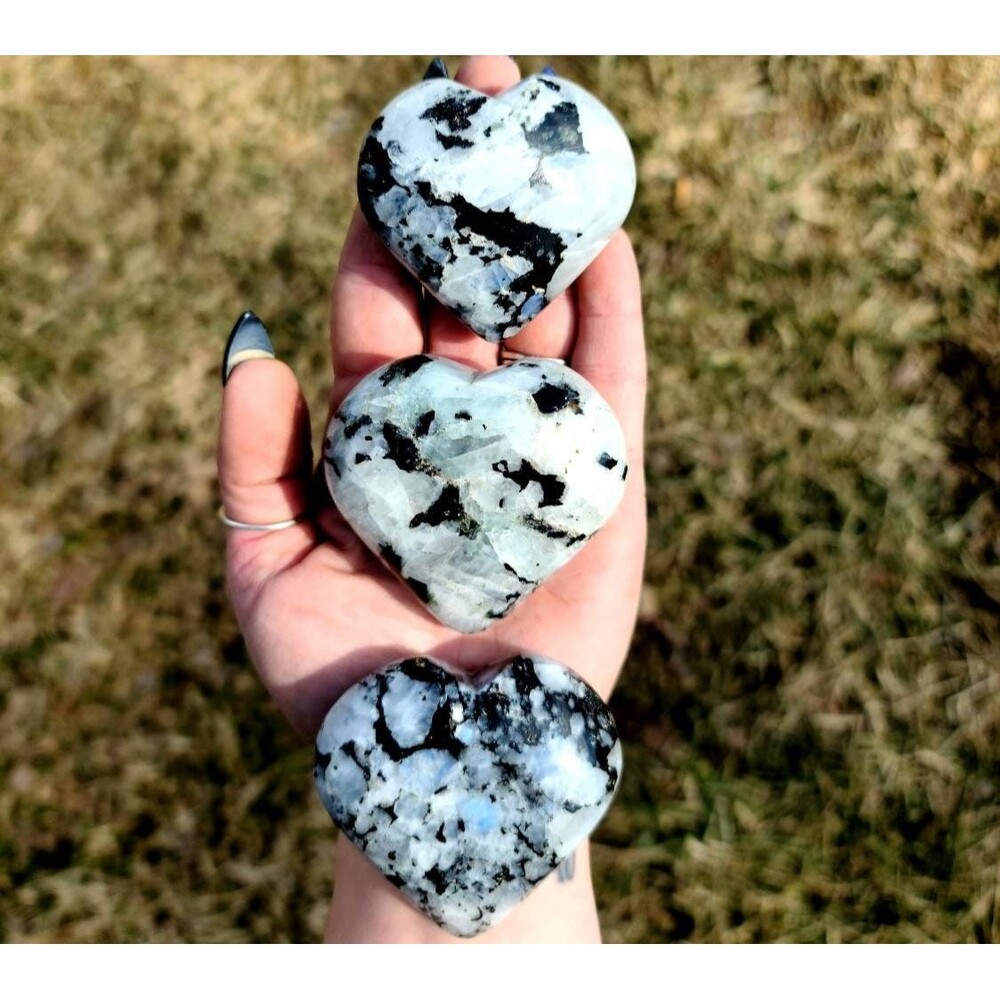 ONE Rainbow‎ Moonstone Heart Palm Stone - Intuition,  Reiki, Healing  Crystals